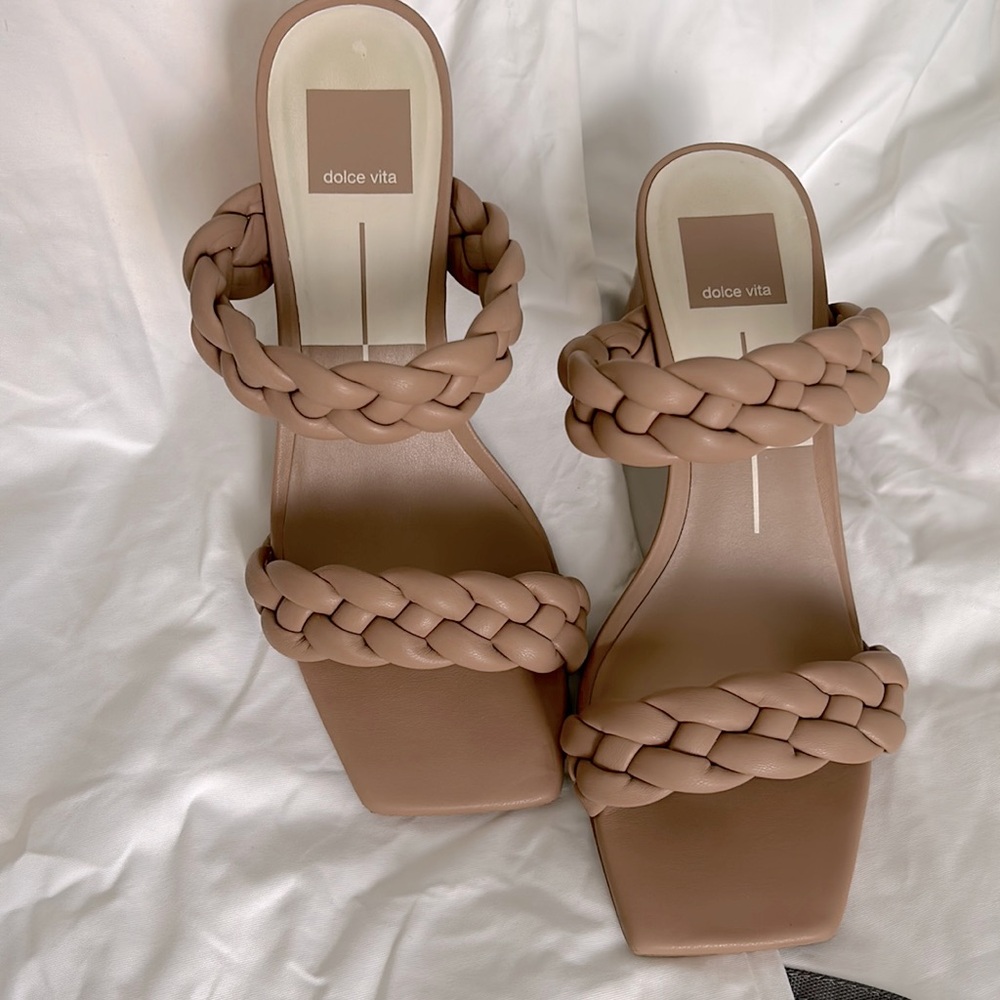 Dolce Vita Braided Block Heels on Nude